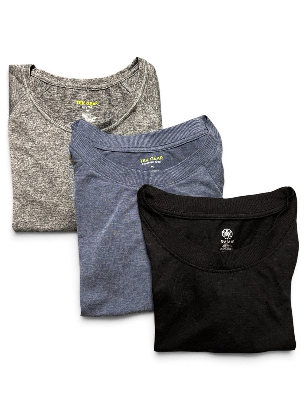 Bundle of 3 Athletic Workout Shirts by Gaiam and Tek Gear Short Sleeve Size M